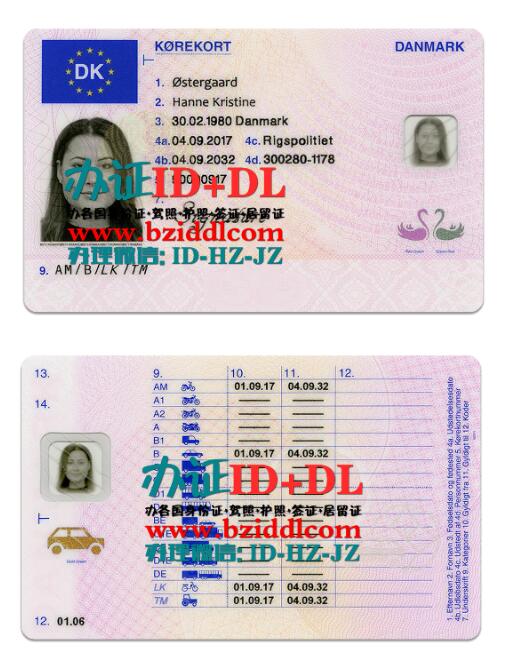 丹麦驾照2017年-2023年PSD模板Danish driver's license 2017-2023 PSD template