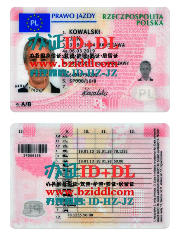 波兰最新驾驶执照2019年版本PSD模板,Poland's latest driving license 2019 version PSD template